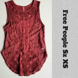 Free People "Not So Sweet Victorian" Red Tank XS